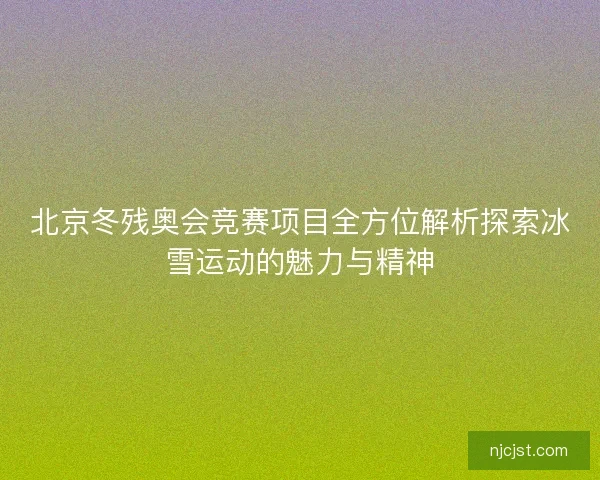 北京冬残奥会竞赛项目全方位解析探索冰雪运动的魅力与精神